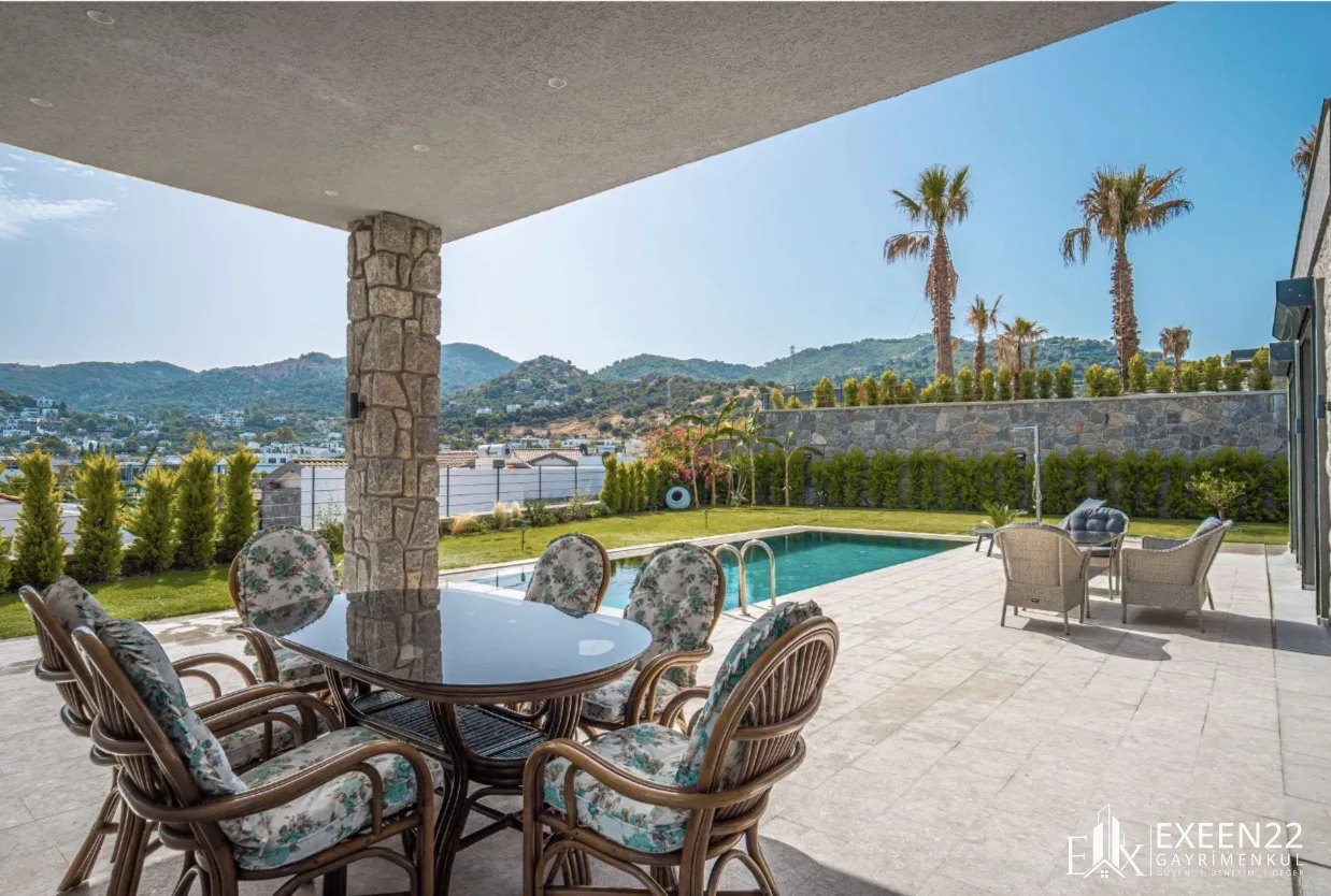 BODRUM YALIKAVAK GÖKÇEBEL’DE 5+1 TEK KATLI ÖZEL HAVUZLU MÜSTAKİL VİLLA