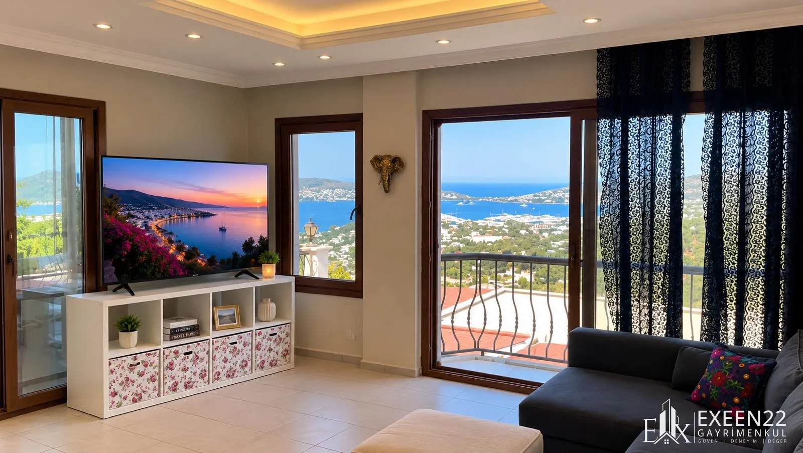 YALIKAVAK MARİNAYA 5 DAKİKA MESAFEDE EŞSİZ DENİZ MANZARALI 3+1 FLAT DAİRE